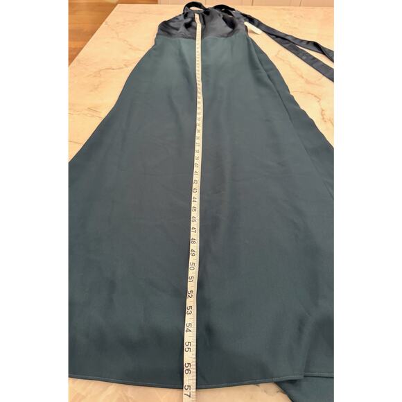 After Six Gown Sz 8 Halter Neck Open Back Floor Length Formal Evening Evergreen - Picture 10 of 12